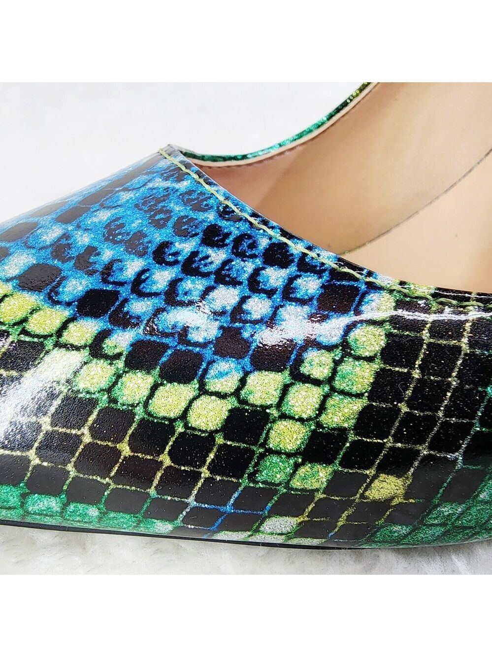 NIB Fabio Green Glitter Ombre Patent 4" High Heel Shoes Pointy Toe Pump US 7-13 - Picture 9 of 11